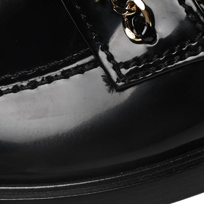 Chanel Shiny Calfskin Logo Loafers 38 Black 12 of 15