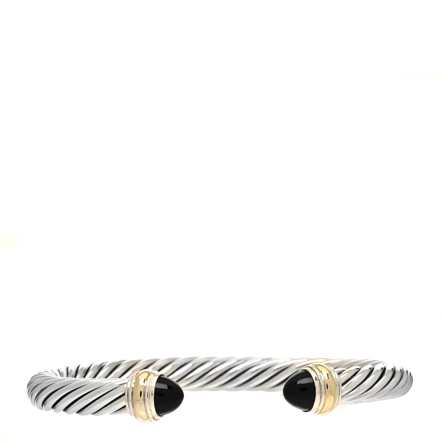Sterling Silver 14K Yellow Gold Black Onyx 5mm Cable Classics Bracelet