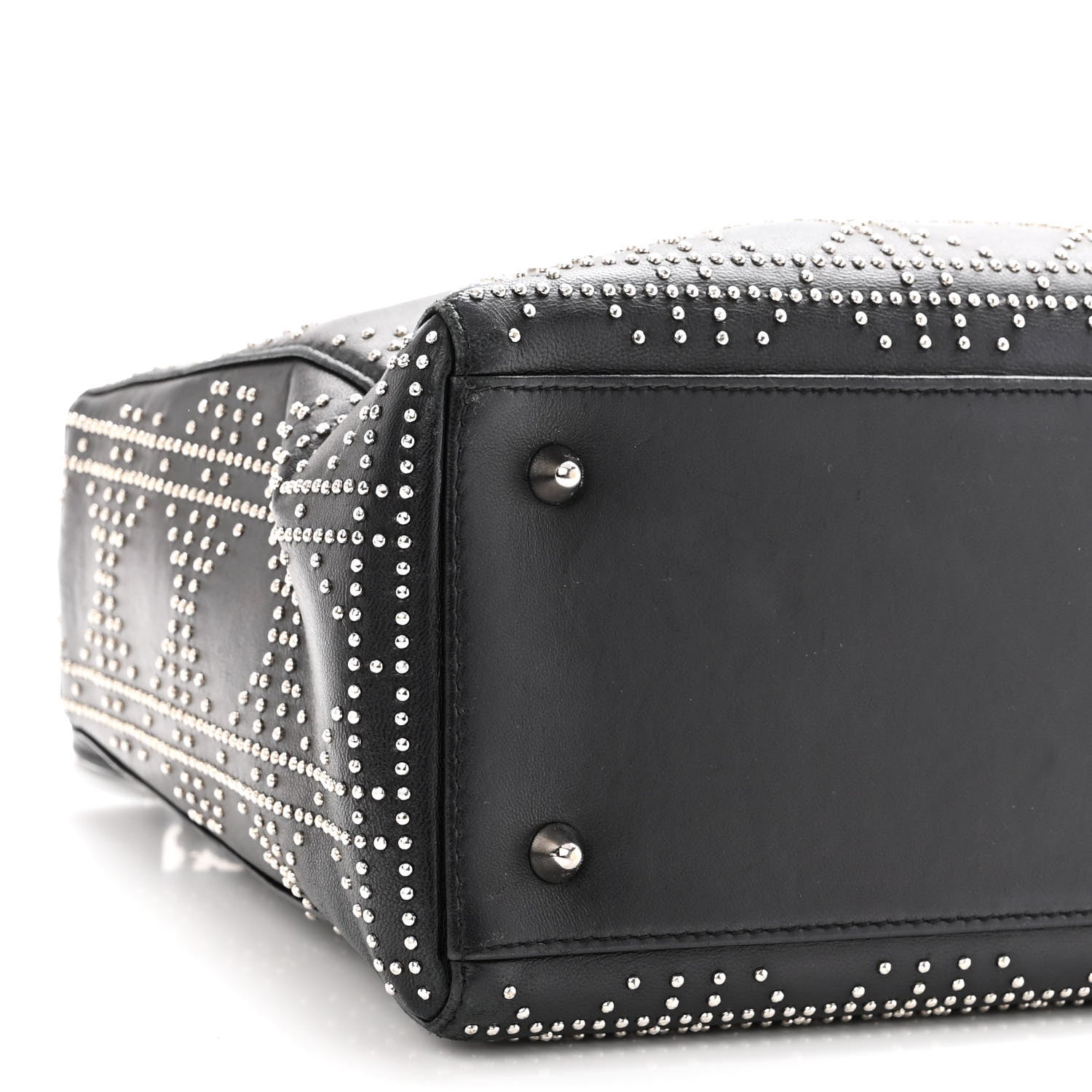 Christian Dior Lambskin Studded Cannage Medium Lady Dior Black 8 of 11