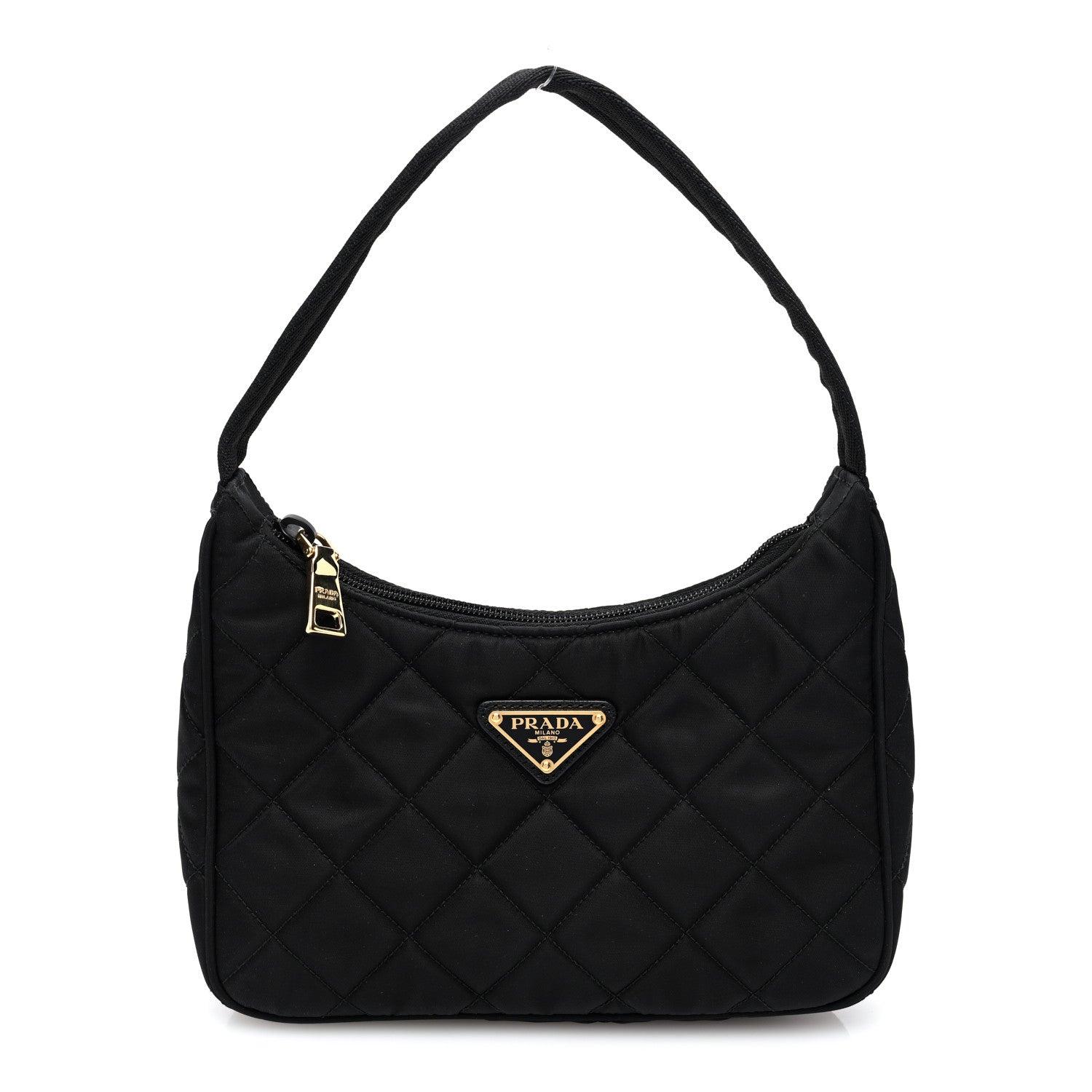 Prada Tessuto Nylon Stitched Shoulder Bag Black 1 of 10