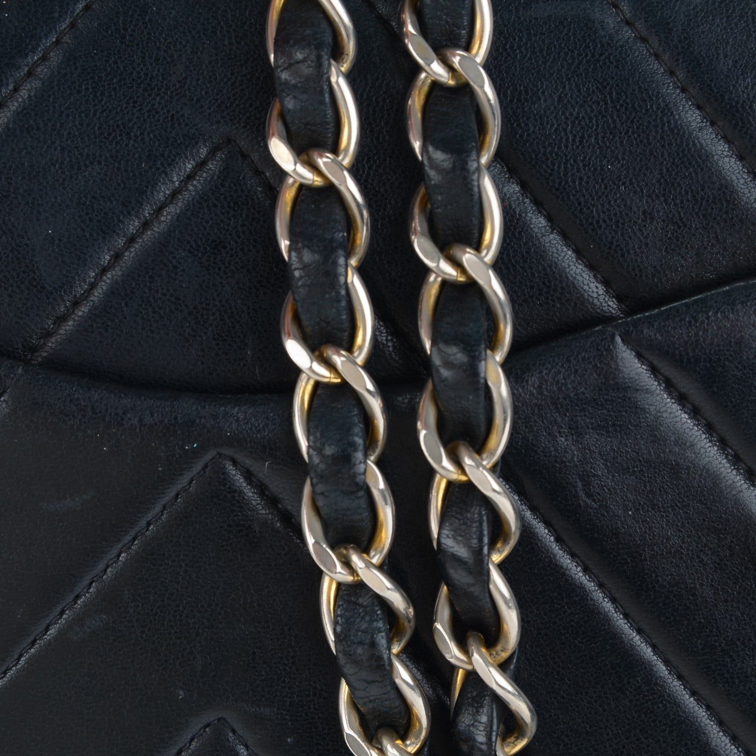 Chanel Lambskin Chevron Quilted Medium Double Flap Black 8 of 9