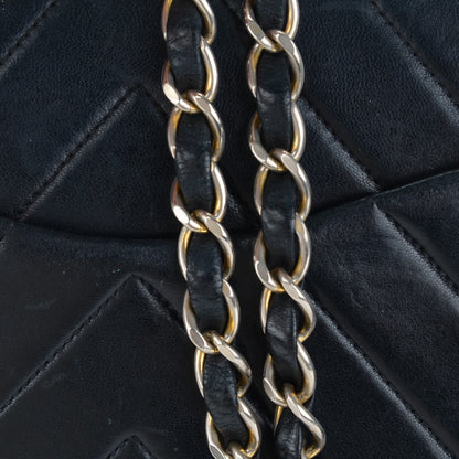 Chanel Lambskin Chevron Quilted Medium Double Flap Black 8 of 9