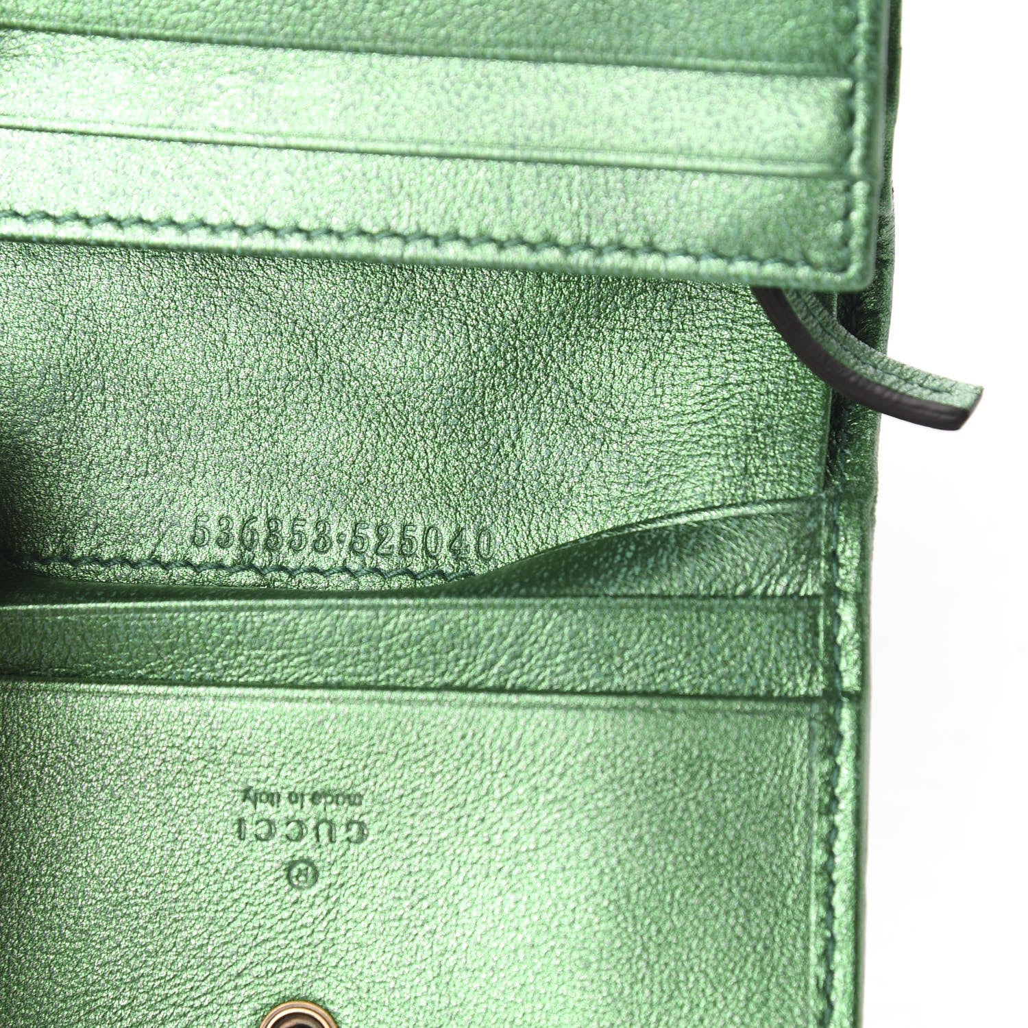Gucci Laminated Nappa Trapuntata Zumi Card Case Jasmine Green 20 of 22