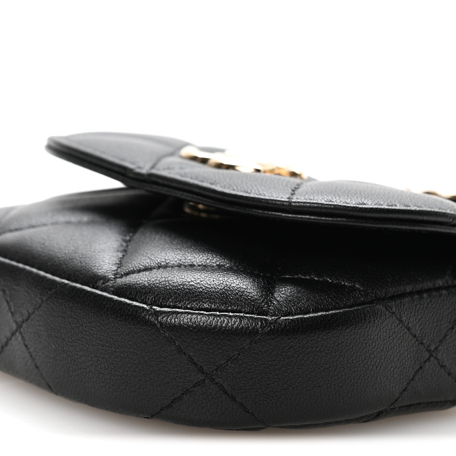 Chanel Lambskin Quilted Pearl Top Handle Clutch With Chain Black 11 of 11