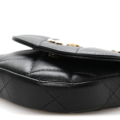 Chanel Lambskin Quilted Pearl Top Handle Clutch With Chain Black 11 of 11