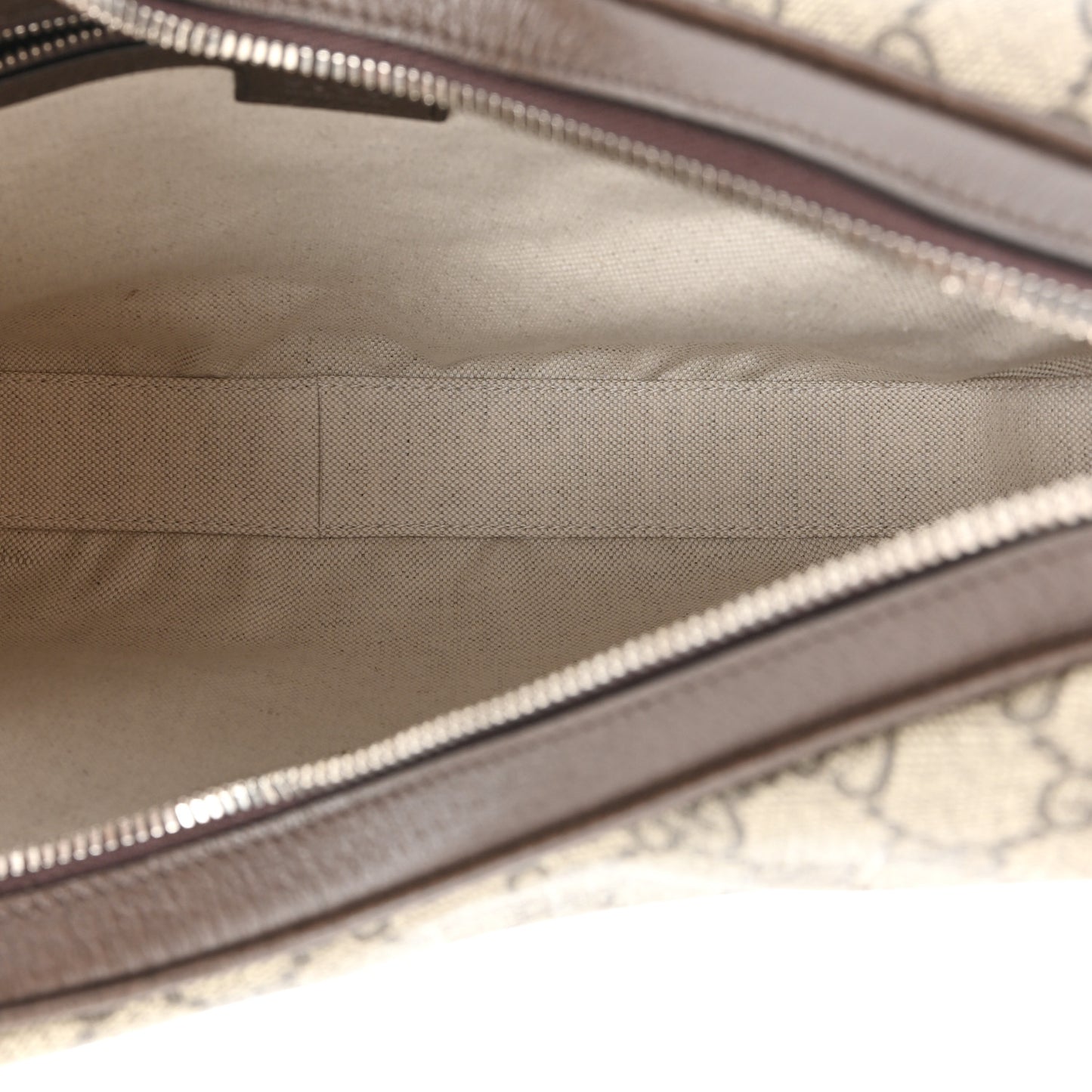 GG Supreme Monogram Textured Calfskin Web Large Attache Shoulder Bag Beige Ebony New Acero