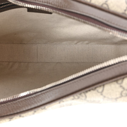 Gucci GG Supreme Monogram Textured Calfskin Web Large Attache Shoulder Bag Beige Ebony New Acero 5 of 9