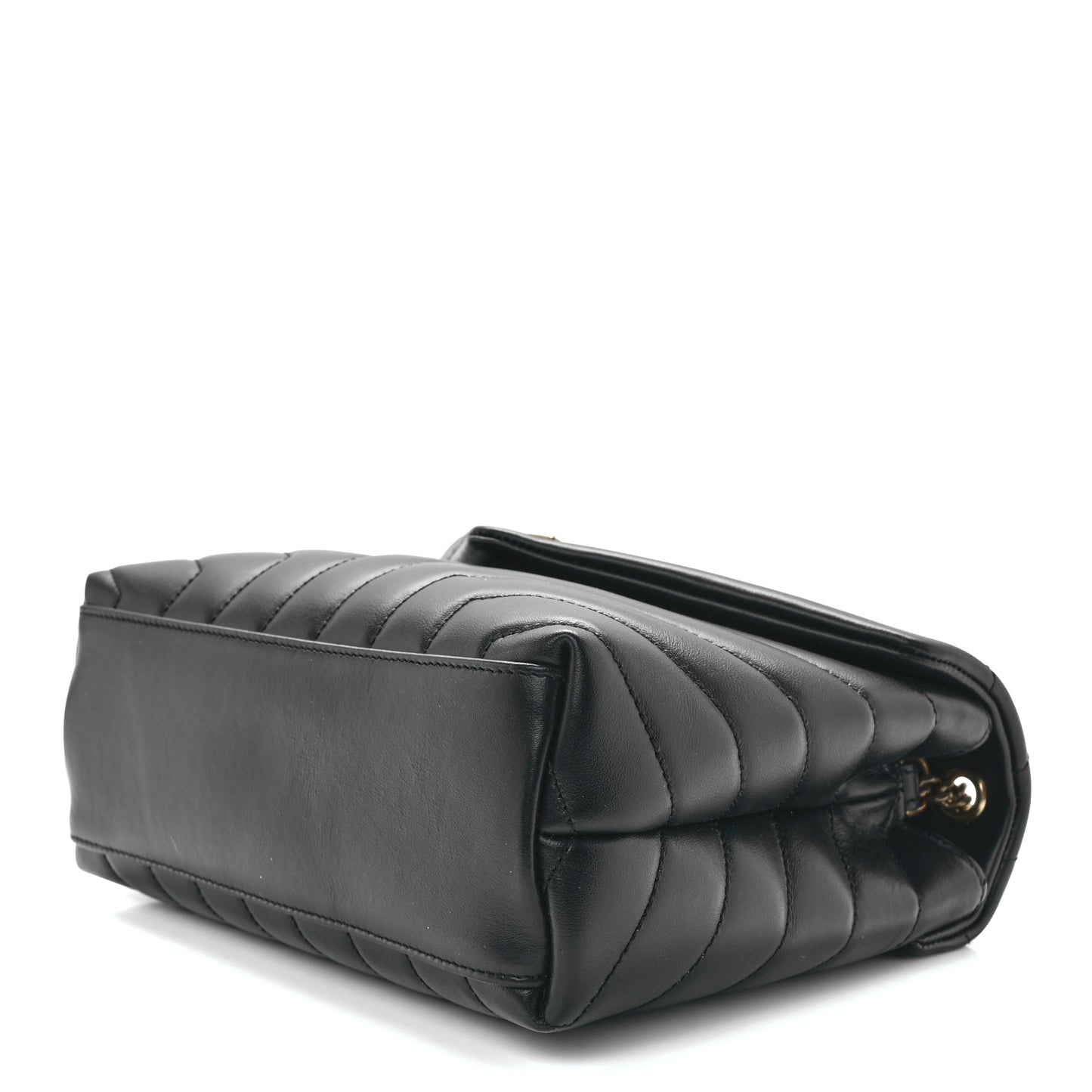 Calfskin Y Quilted Monogram Small Loulou Chain Satchel Black