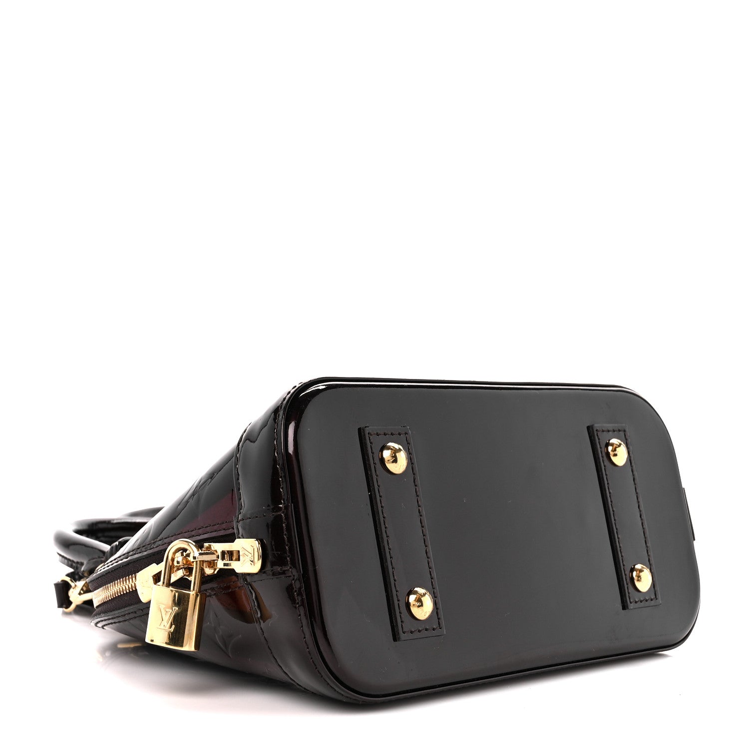 Louis Vuitton Vernis Rayures Alma BB Amarante 4 of 11