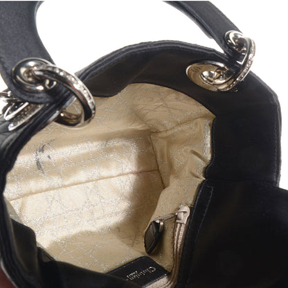 Christian Dior Satin Swarovski Crystal Cannage Mini Lady Dior Black 6 of 8