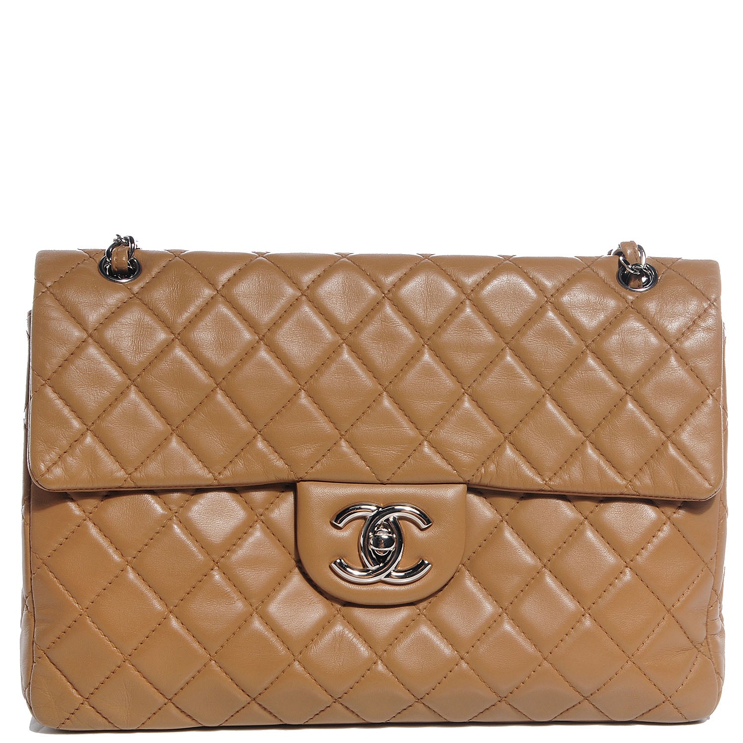Chanel Lambskin Quilted Maxi Single Flap Dark Beige 1 of 8