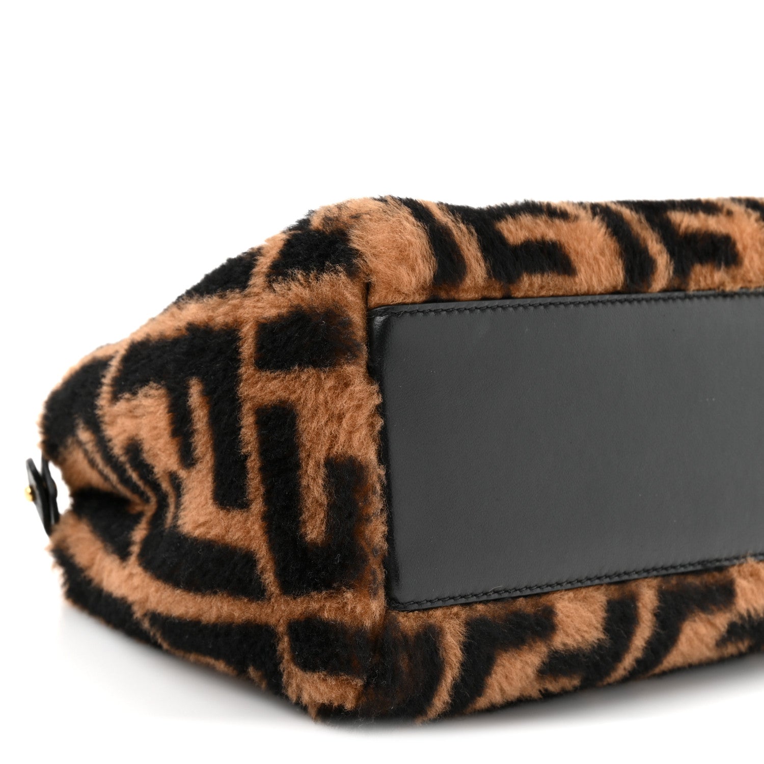Fendi Shearling Nappa Macro FF 1974 Mini Peekaboo Iconic Satchel Tobacco Black 11 of 12