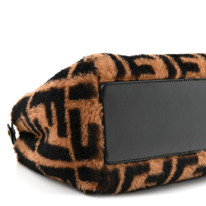 Fendi Shearling Nappa Macro FF 1974 Mini Peekaboo Iconic Satchel Tobacco Black 11 of 12