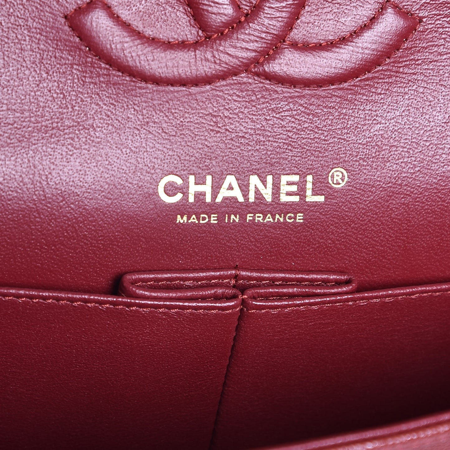 Caviar Quilted Medium Double Flap Dark Red