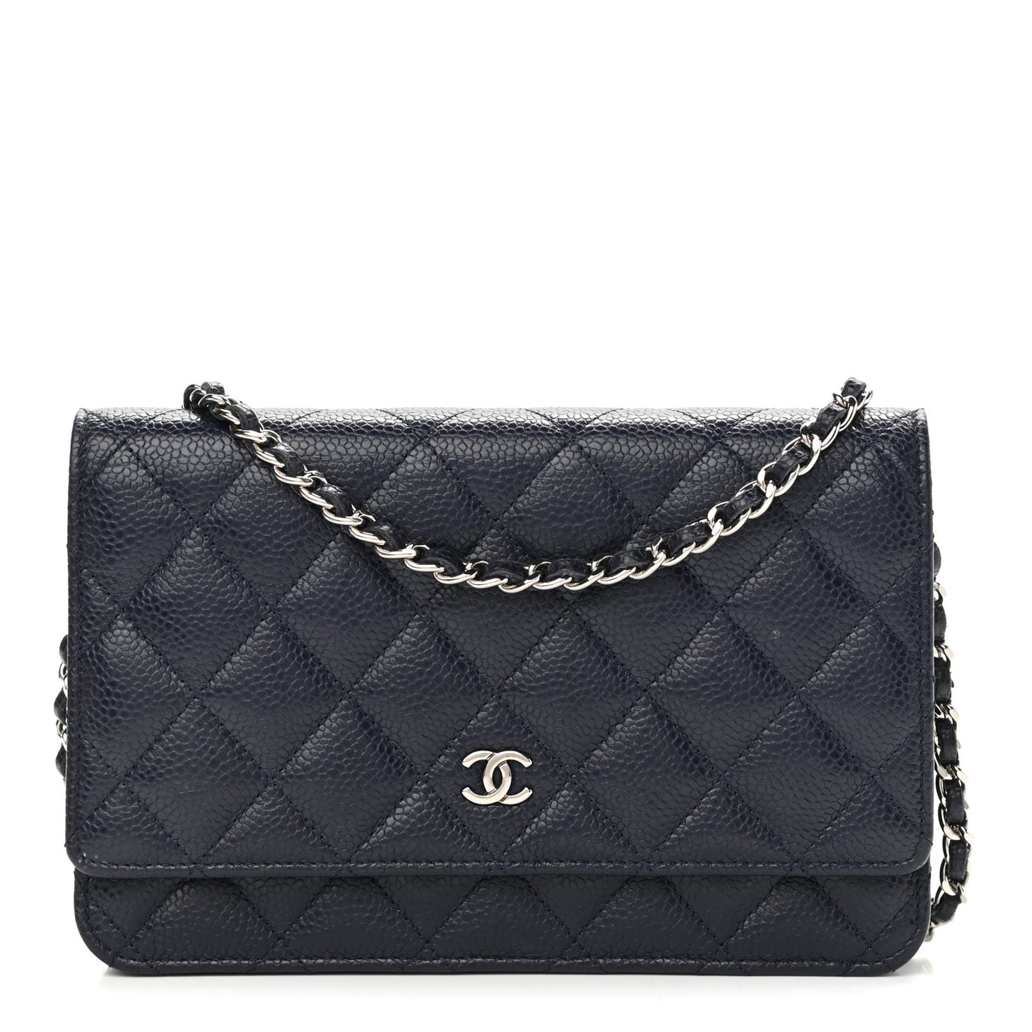Caviar Quilted Wallet On Chain WOC Navy