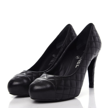 Chanel Lambskin Quilted CC Cap Toe Pumps 35.5 Black 3 of 12