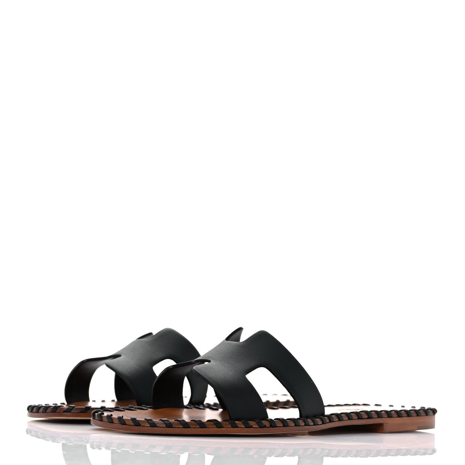 Hermes Box Calfskin Braided Oran Sandals 36 Black 3 of 9