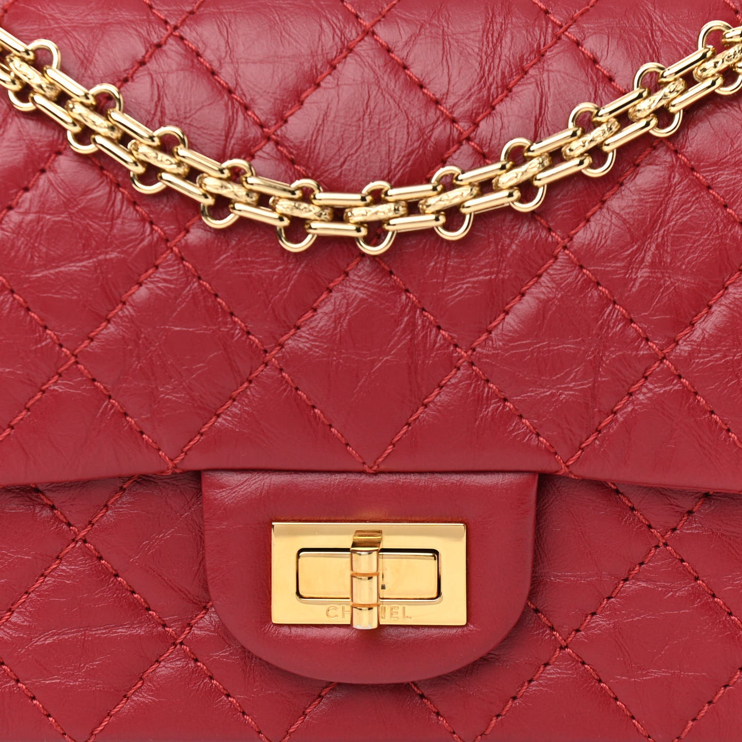Aged Calfskin Quilted 2.55 Reissue Mini Flap Red