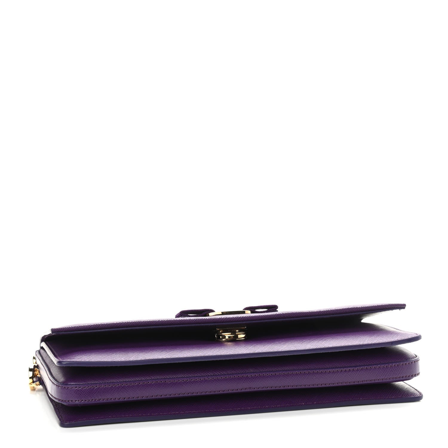 Salvatore Ferragamo Printed Calfskin Mora Bow Clutch Purple 4 of 10