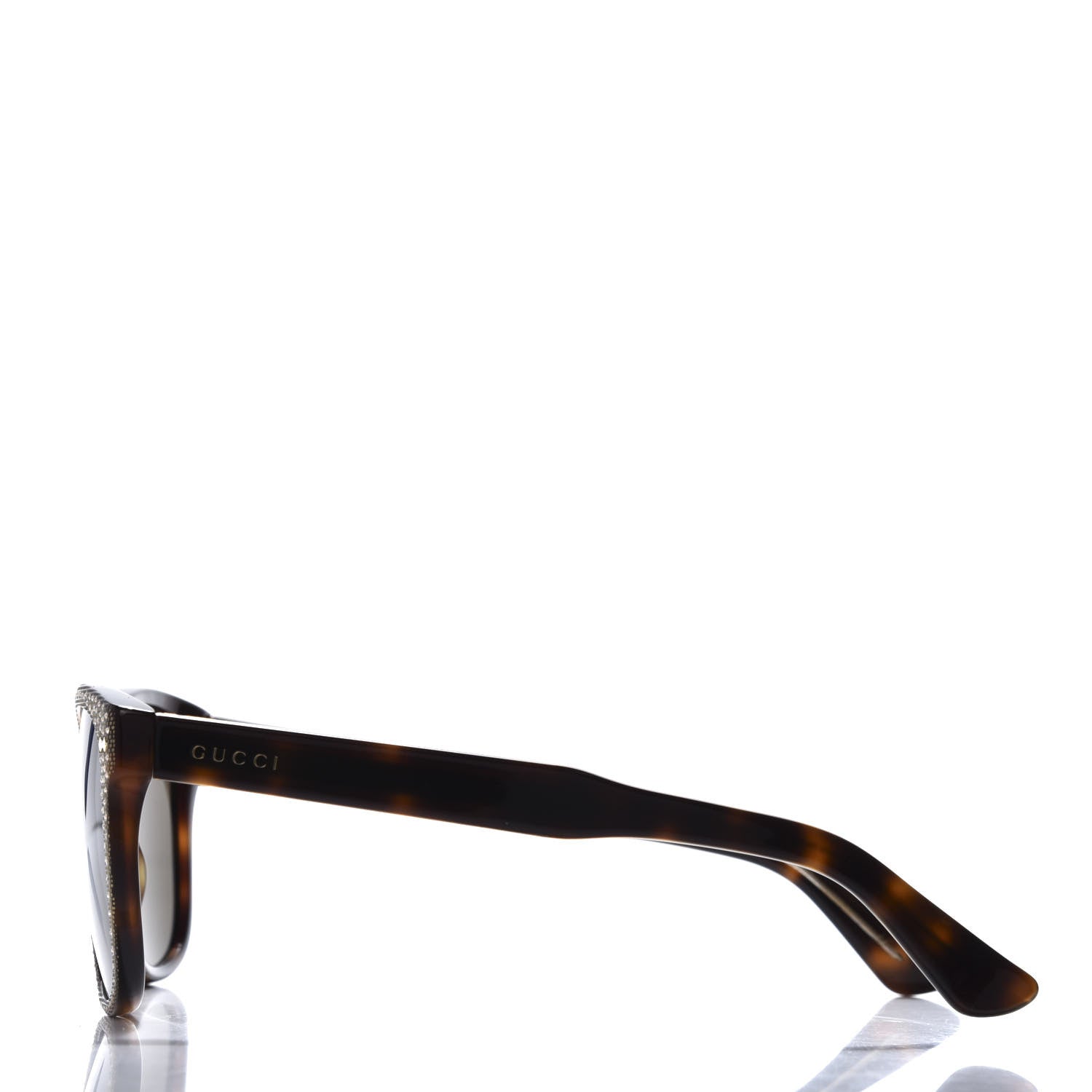 Gucci Rhinestone Acetate Square Sunglasses GG0047S Tortoise 3 of 8