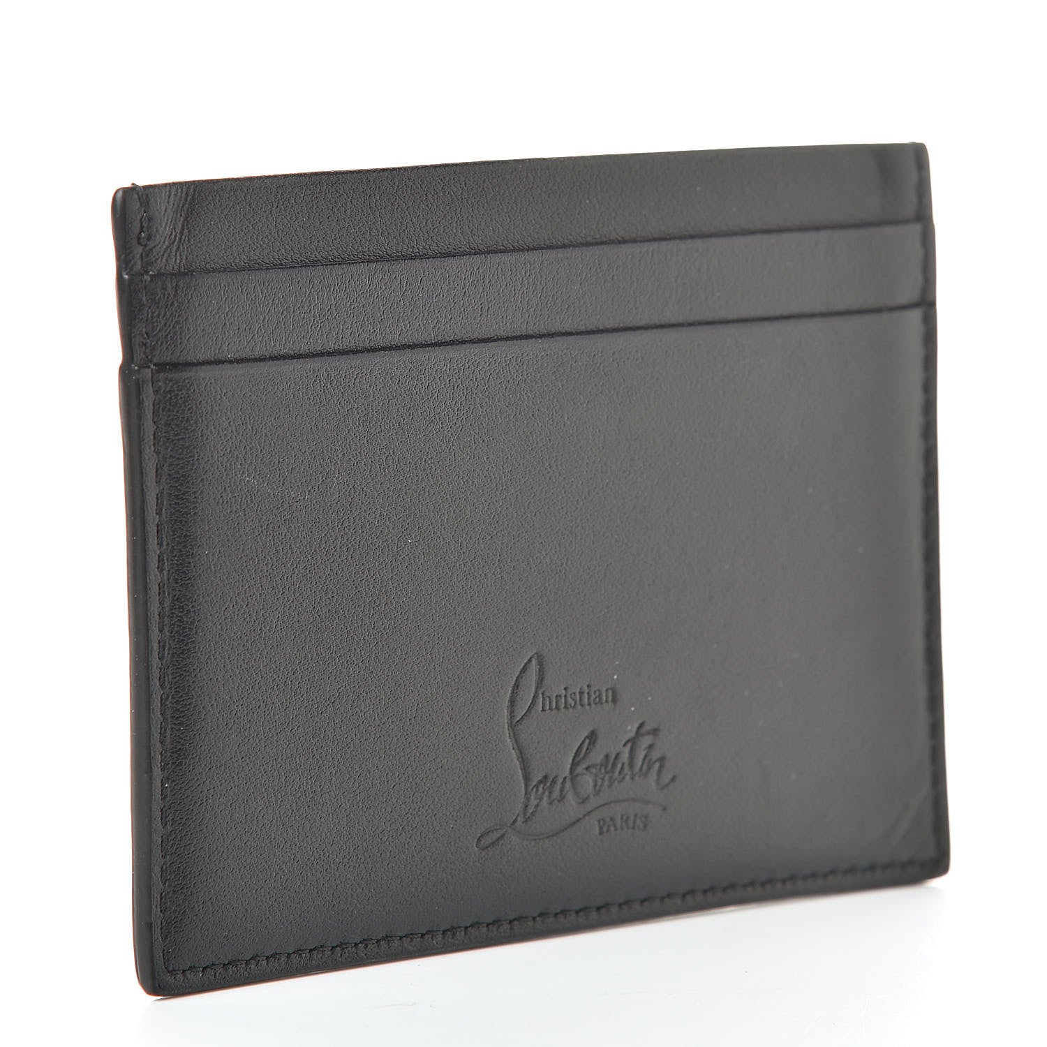 Christian Louboutin Calfskin Paris Spikes Kios Card Holder Black 3 of 7