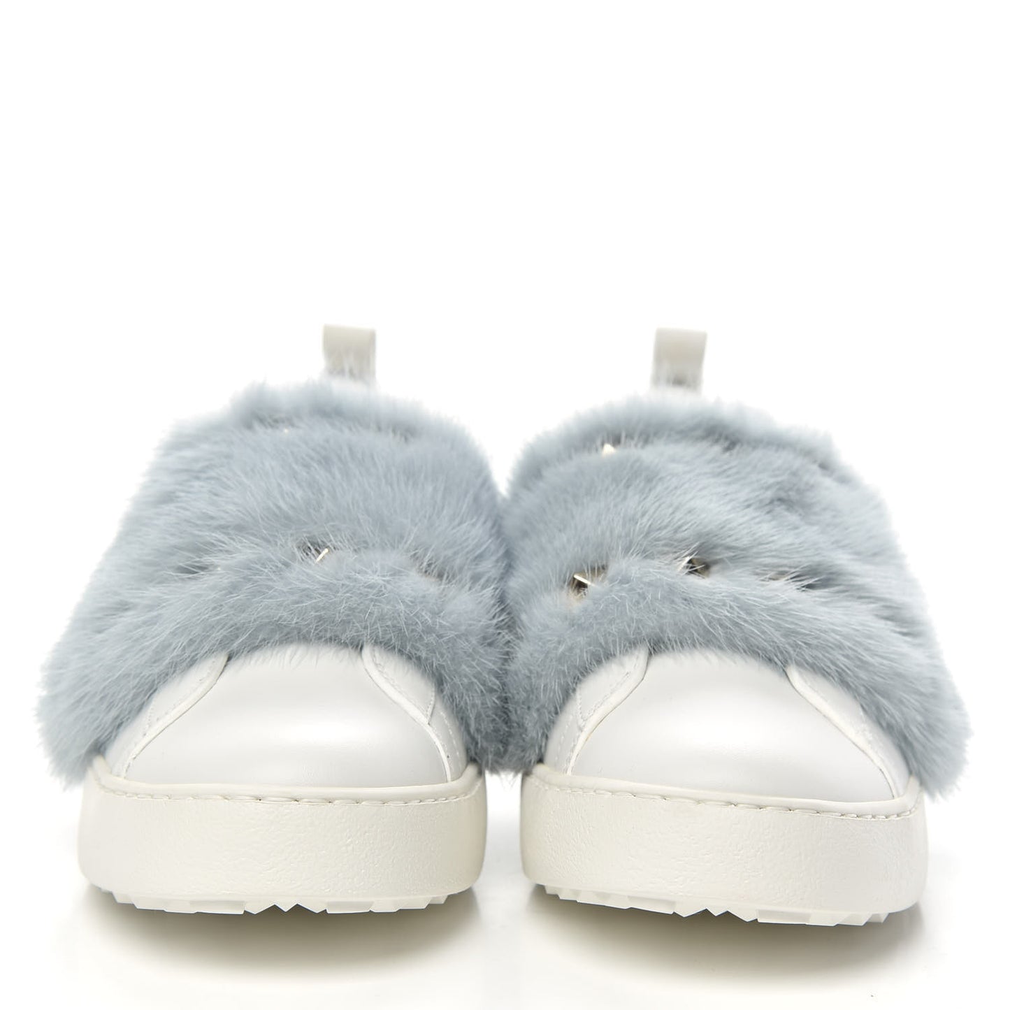 Calfskin Mink Fur Sneakers 37 White Niagara