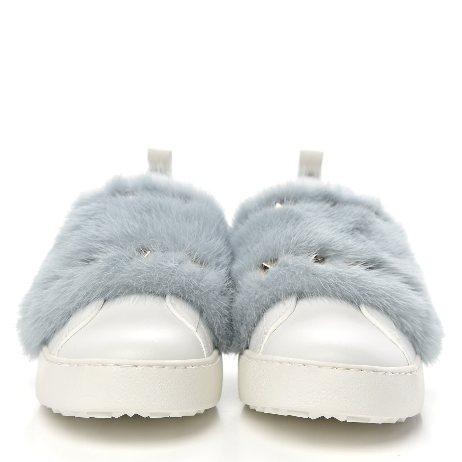 Valentino Garavani Calfskin Mink Fur Sneakers 37 White Niagara 2 of 8
