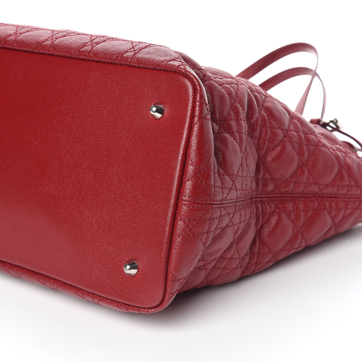 Christian Dior Coated Canvas Cannage Medium Panarea Tote Red 11 of 12