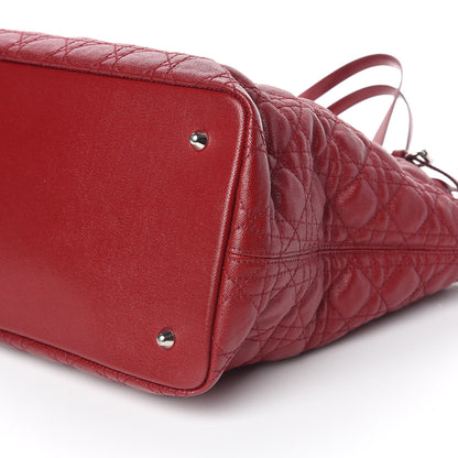 Christian Dior Coated Canvas Cannage Medium Panarea Tote Red 11 of 12