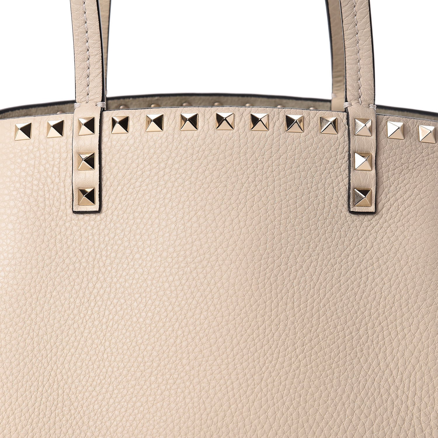 Valentino Garavani Pebbled Calfskin Rockstud Double Handle Cinch Tote Light Ivory 8 of 10