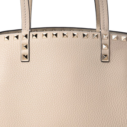 Valentino Garavani Pebbled Calfskin Rockstud Double Handle Cinch Tote Light Ivory 8 of 10