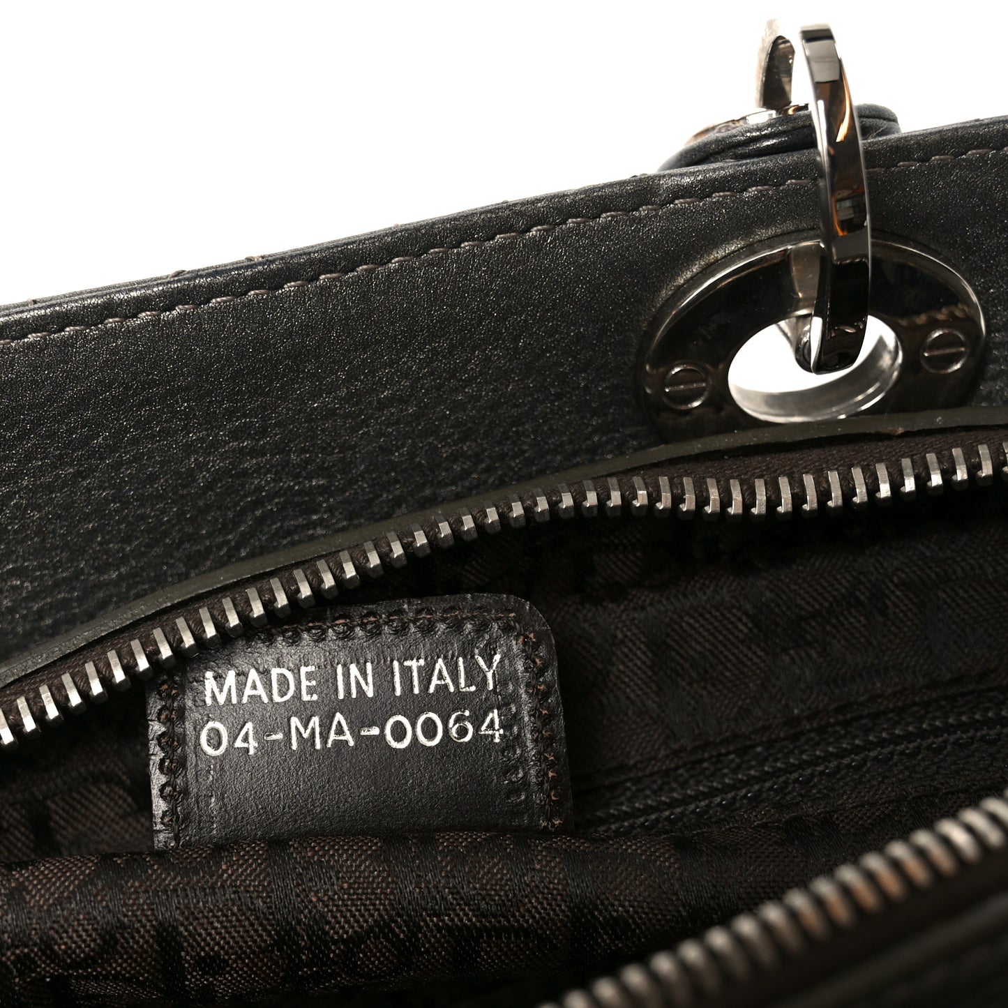 Metallic Calfskin Cannage Stitched Small East West Lady Dior Bronze