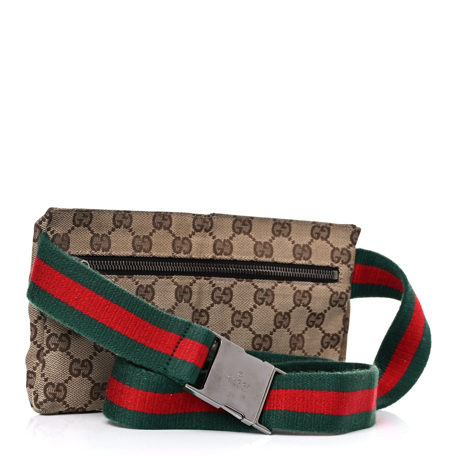 Gucci GG Monogram Web Double Pocket Belt Bag Dark Brown 3 of 29