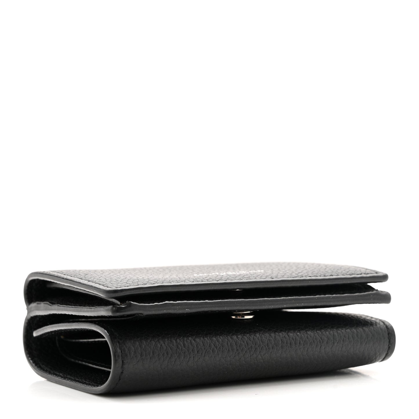 Grained Calfskin Paris Petite Compact Wallet Black