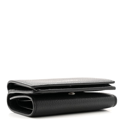 Saint Laurent Grained Calfskin Paris Petite Compact Wallet Black 4 of 9