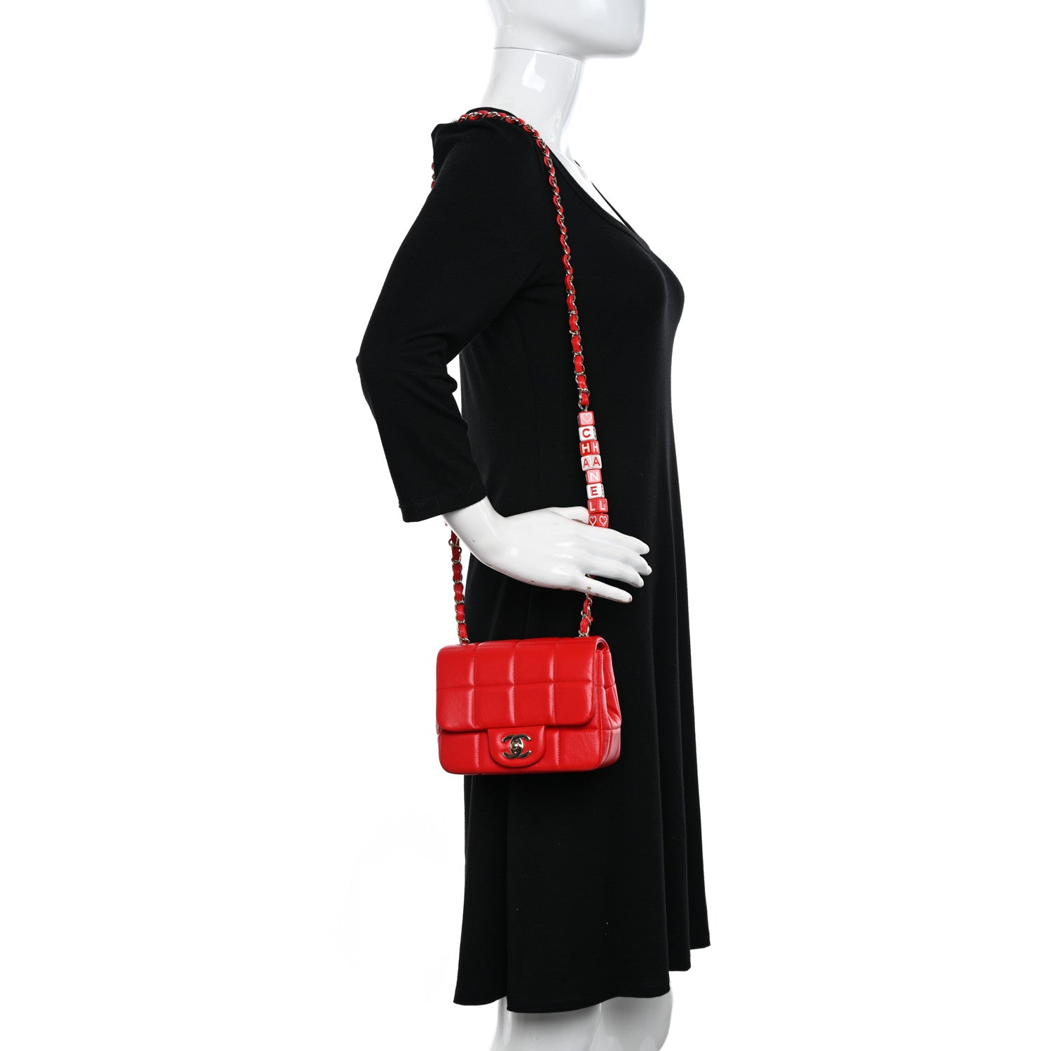 Chanel Lambskin Resin Crystal Square Quilted Monacoco Mini Flap Red 2 of 11