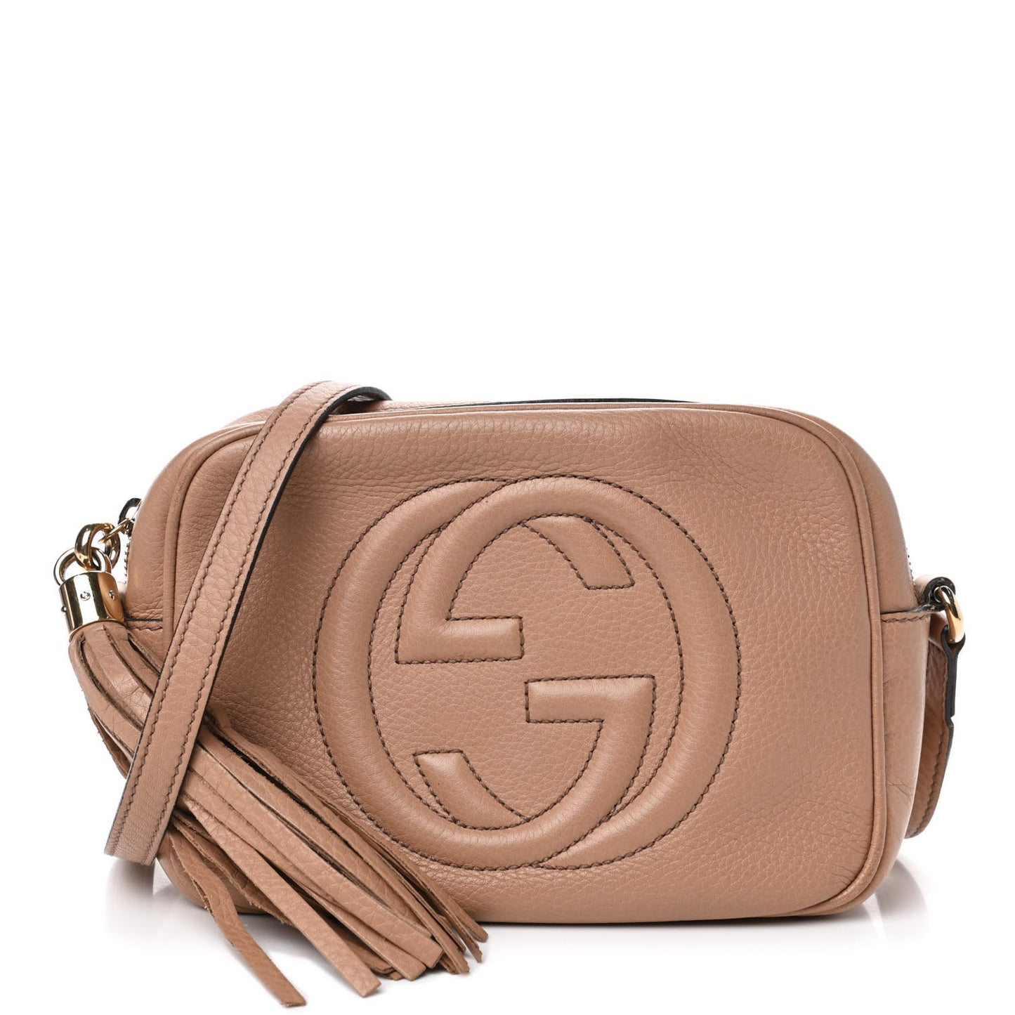 Pebbled Calfskin Small Soho Disco Bag Camelia