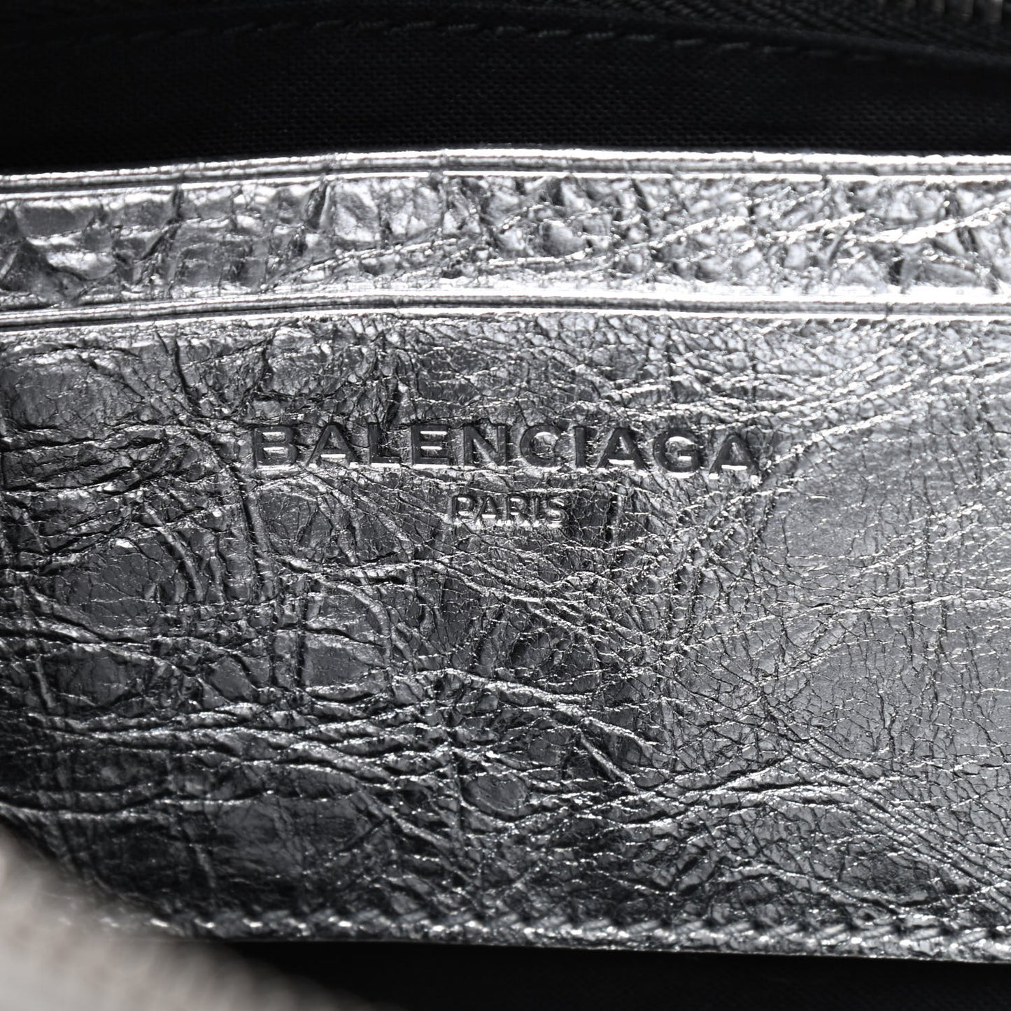Metallic Calfskin Classic Silver Hardware Pouch With A Chain Crossbody Silver
