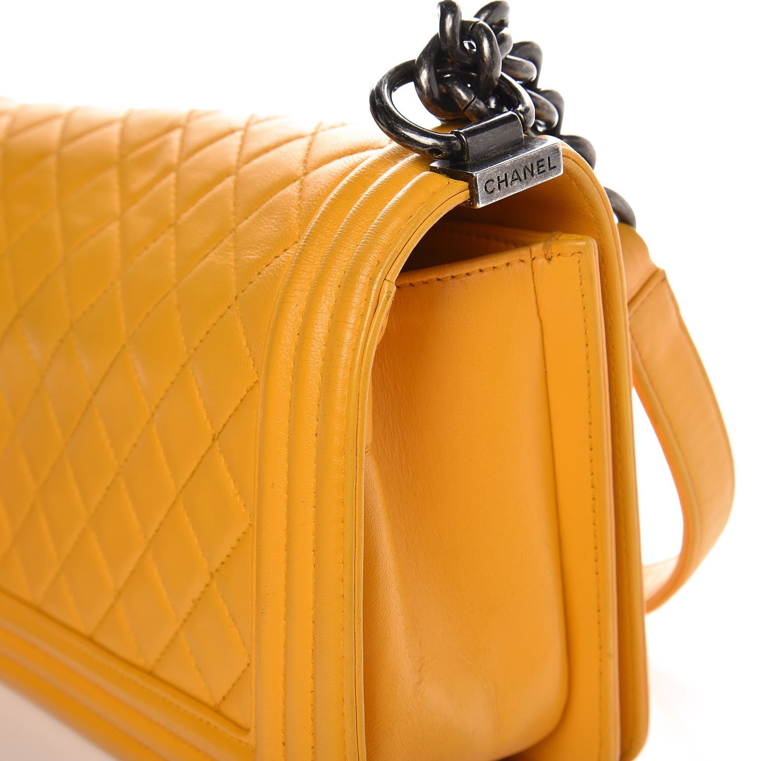 Chanel Calfskin Quilted Medium Boy Flap Yellow 8 of 16
