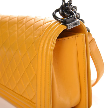 Chanel Calfskin Quilted Medium Boy Flap Yellow 8 of 16