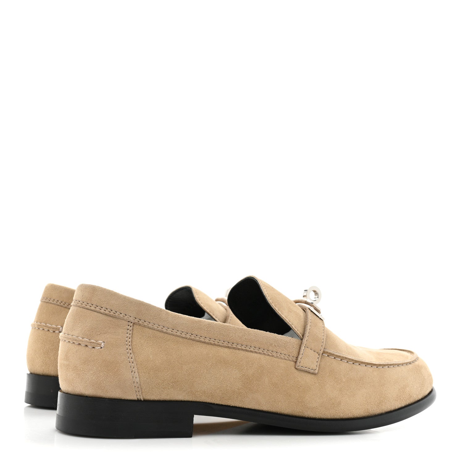 Hermes Suede Goatskin Womens Destin Loafers 36.5 Beige Argile 4 of 10