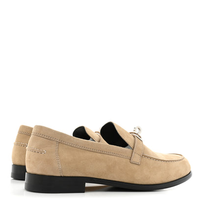 Hermes Suede Goatskin Womens Destin Loafers 36.5 Beige Argile 4 of 10