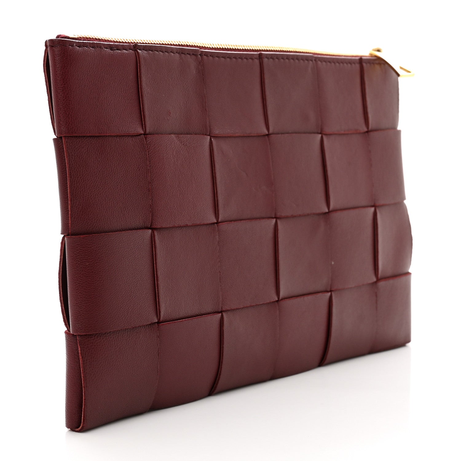 Bottega Veneta Nappa Maxi Intrecciato Small Cassette Flat Zip Pouch Bordeaux 3 of 7