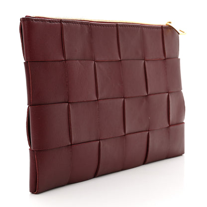Bottega Veneta Nappa Maxi Intrecciato Small Cassette Flat Zip Pouch Bordeaux 3 of 7