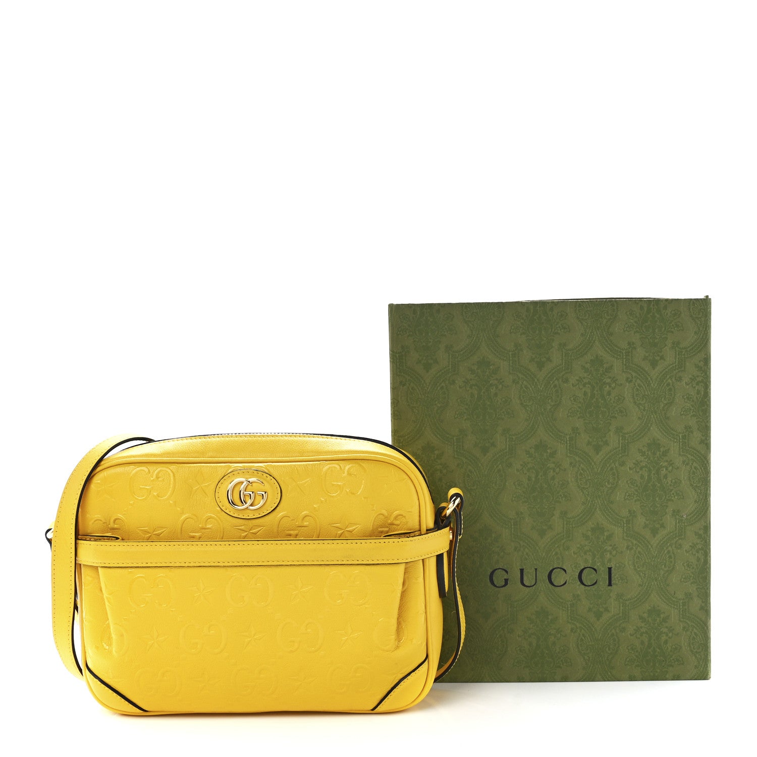 Gucci Wonka Grain Calfskin GG Monogram Star Embossed Small GG Shoulder Bag Stone Topaz 13 of 13