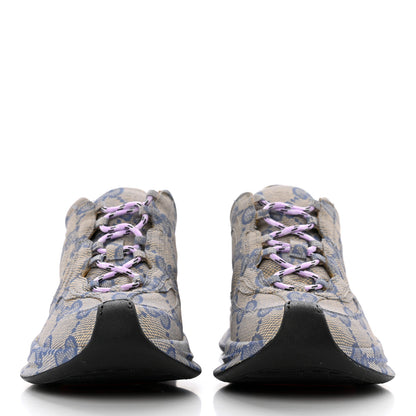 Gucci Ultralight Plume Calfskin Monogram Printed Womens Gucci Run Sneakers 38 Beige Blue 2 of 7