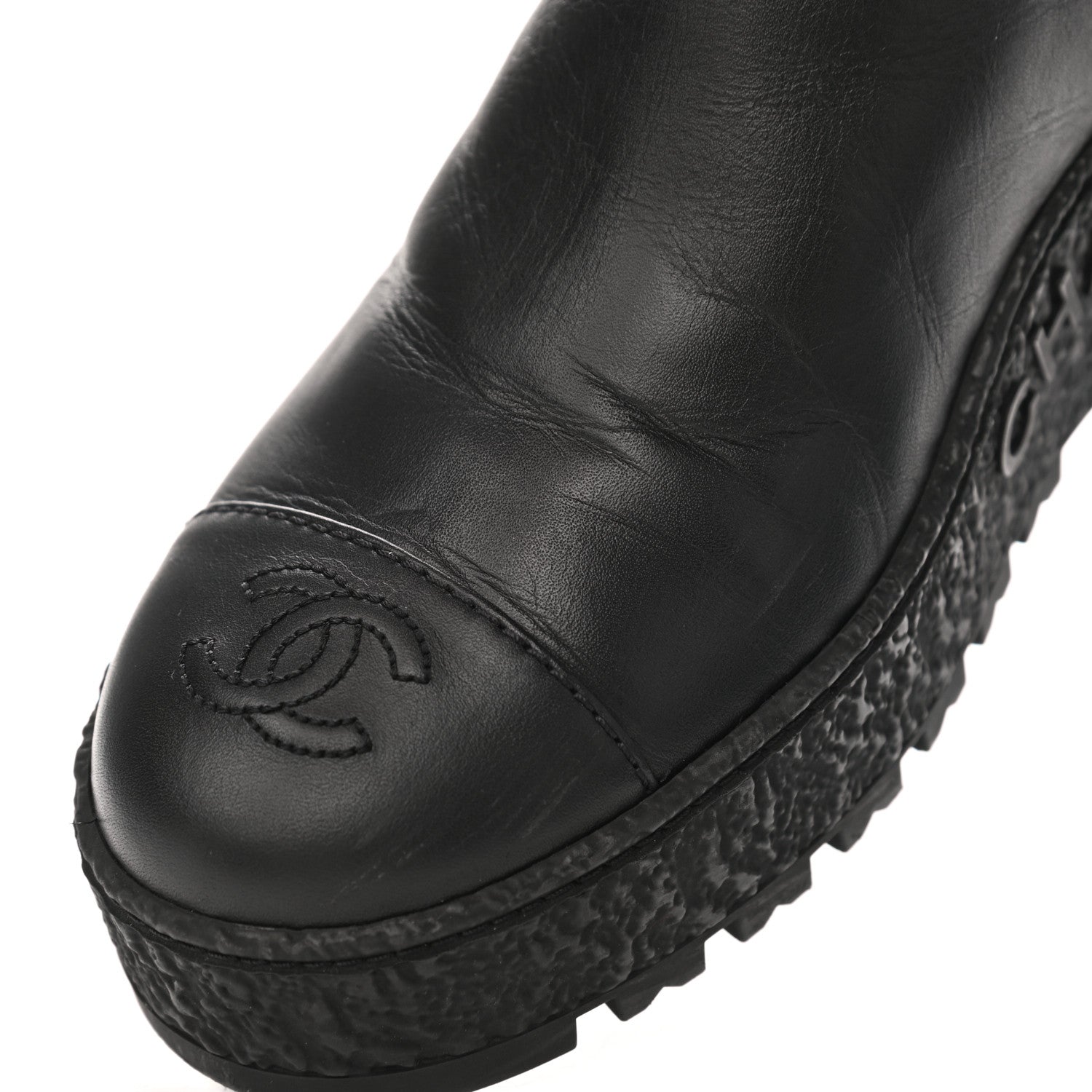 Chanel Calfskin Cap Toe CC Ankle Boots 37.5 Black 8 of 9