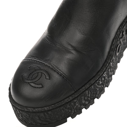 Chanel Calfskin Cap Toe CC Ankle Boots 37.5 Black 8 of 9