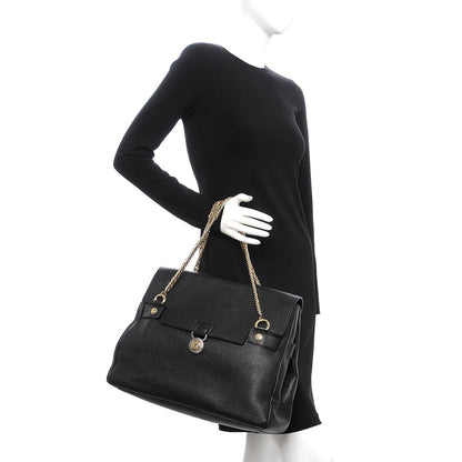 Versace COLLECTION Grained Calfskin Chain Strap Shoulder Bag Black 2 of 7