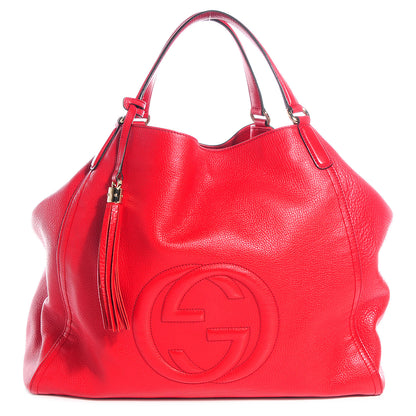 Gucci Pebbled Calfskin Large Soho Shoulder Bag Red 1 of 10